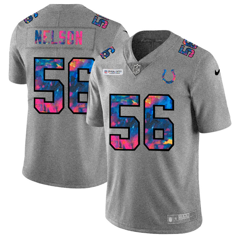 NFL Indianapolis Colts 56 Quenton Nelson Men Nike MultiColor 2020  Crucial Catch  Jersey Grey